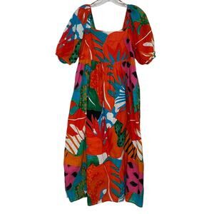 Tu Woman Tropical Floral Bohemian Midi dress lined size 12